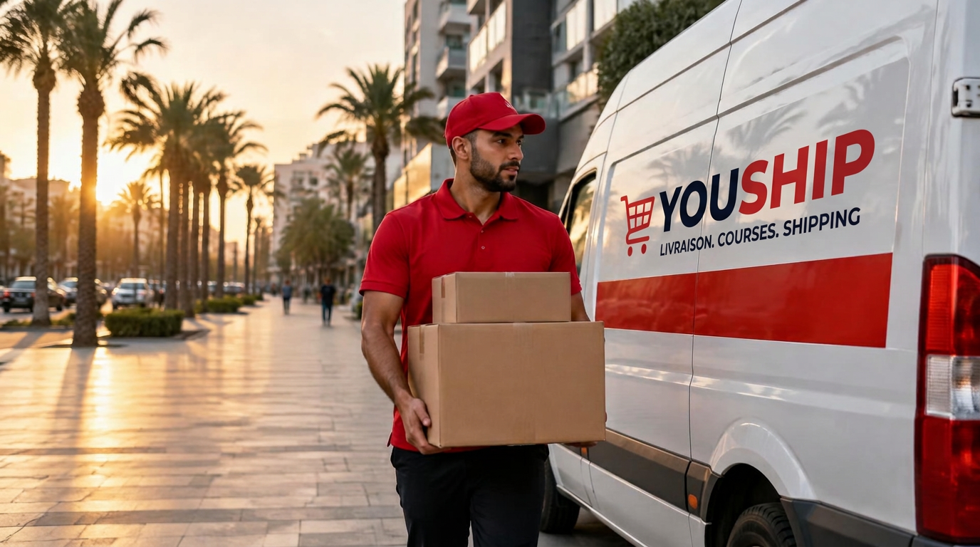 Camion semi-remorque YouShip dans un entrepôt logistique moderne au Maroc